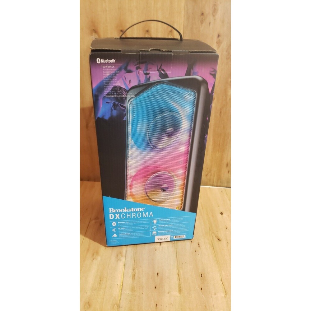 Brookstone DXChroma Wireless Multicolored Led Bluetooth Portable Speaker OpenBox